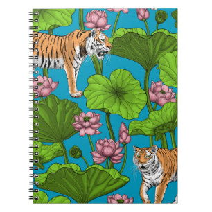 Tigers i rosa lotus Pond Anteckningsbok