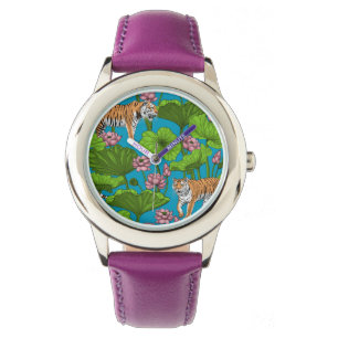 Tigers i rosa lotus Pond Armbandsur