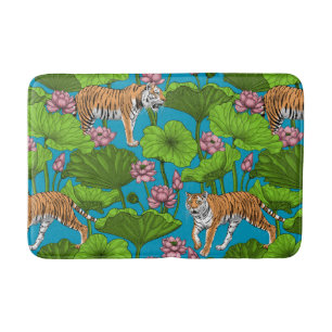 Tigers i rosa lotus Pond Badrumsmatta