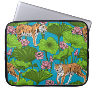 Tigers i rosa lotus Pond Laptop Fodral