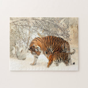 Tigers i Snö Pussel