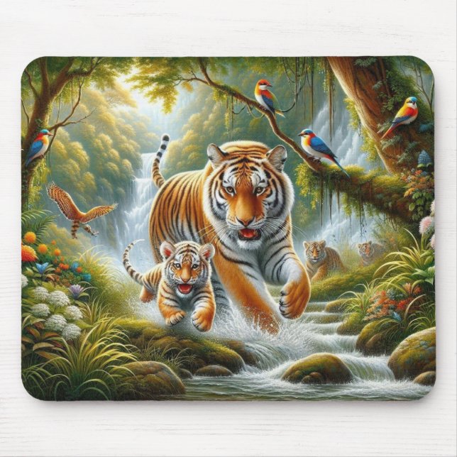 Tigers in an Enchanted Forest Painting Musmatta (Framsidan)