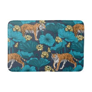 Tigers in gult lotus pond badrumsmatta