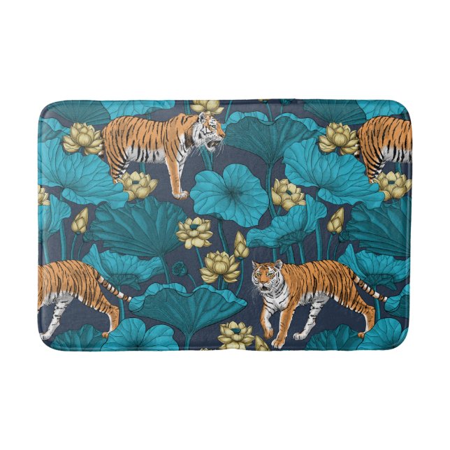 Tigers in gult lotus pond badrumsmatta (Framsidan)