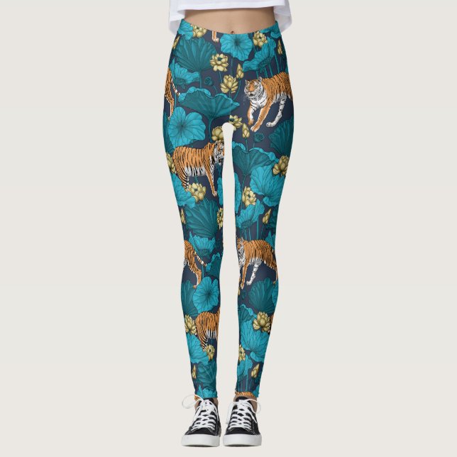Tigers in gult lotus pond leggings (Framsida)