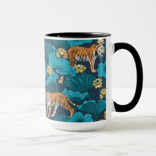 Tigers in gult lotus pond mugg