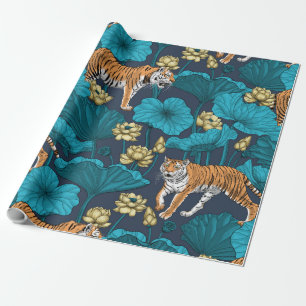 Tigers in gult lotus pond presentpapper