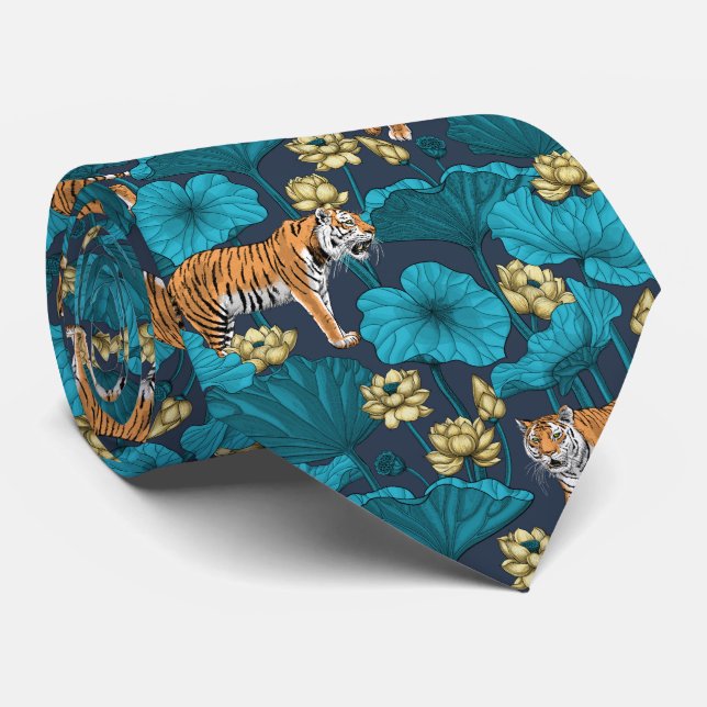 Tigers in gult lotus pond slips (Rullad)