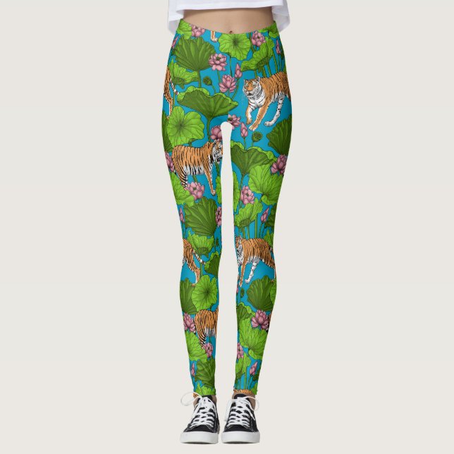 Tigers in the pink lotus pond leggings (Framsida)