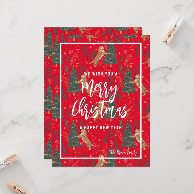 Tigers, Julgranar, God jul Hälsning Inbjudningar (Fram/Back In Situ)