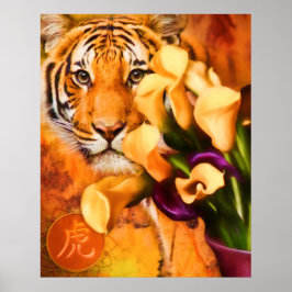TIGERS KÄRLEK FLOWERS POSTER