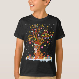 Tigers Lighting Julafton Träd Gift Tiger jul Tre T Shirt