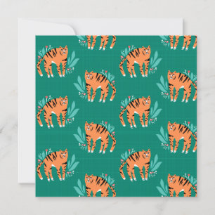 Tigers med blommor inbjudningar