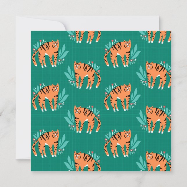Tigers med blommor inbjudningar (Framsida)
