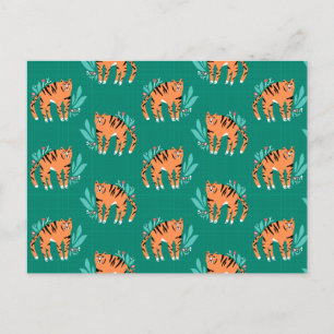 Tigers med blommor vykort