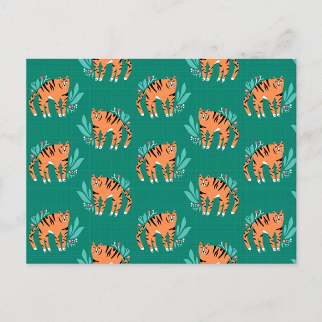 Tigers med blommor vykort (Framsida)