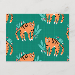 Tigers med blomstervykort vykort