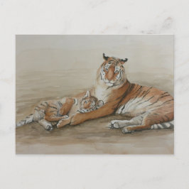 Tigers och Unge Cat Art-vykort Vykort