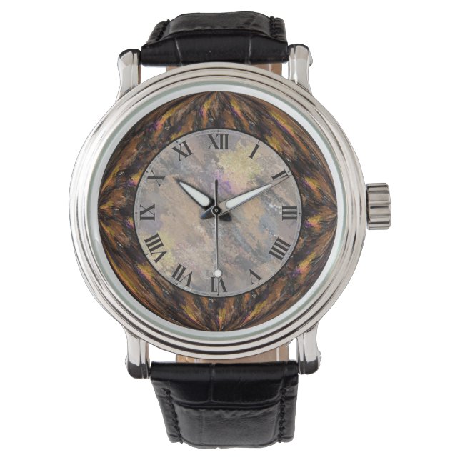 Tigers Öga Brown Faux Marble Wrist Armbandsur (Framsida)