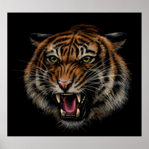 Tigers Roar: Vivid Jungle Porträtt Poster