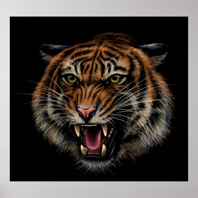 Tigers Roar: Vivid Jungle Porträtt Poster (Framsidan)