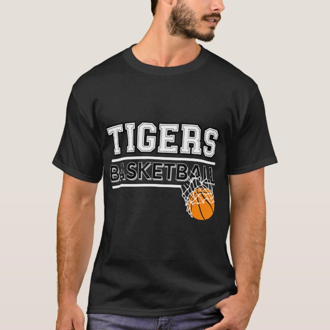 Tigers School Spirit Sports Basketball School Tige T Shirt (Framsida)