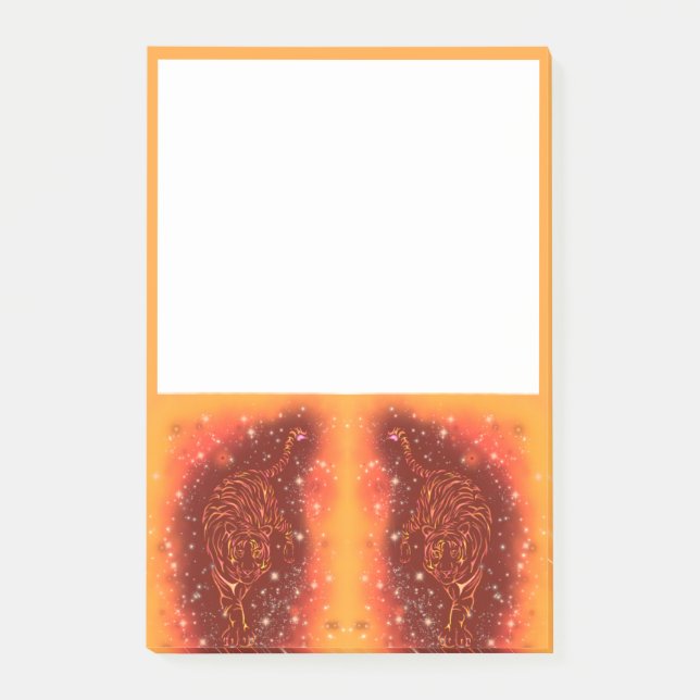 Tigers som går på Galaxy Starry Natt Post-it Block (Framsida)