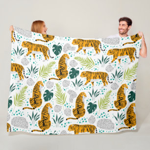 Tigers & Tropical Löv Mönster Fleecefilt