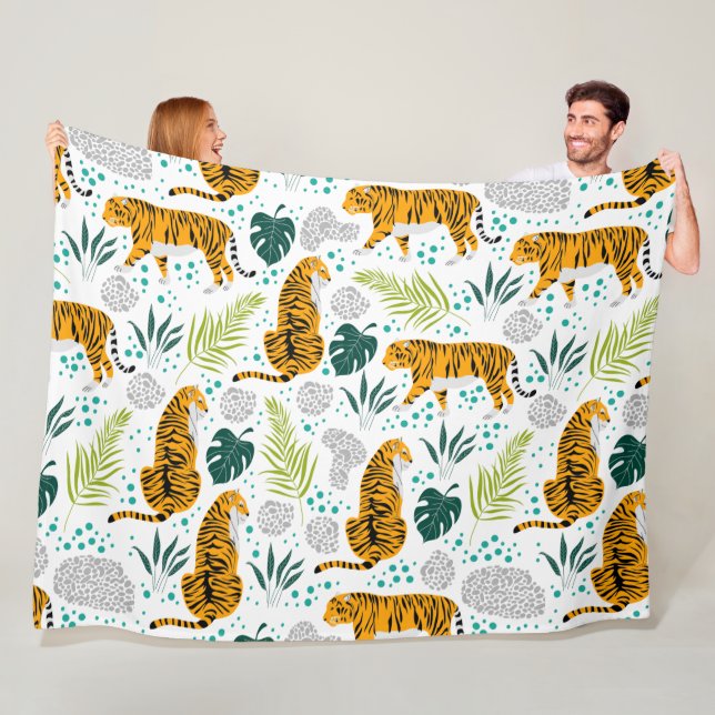 Tigers & Tropical Löv Mönster Fleecefilt (På plats)