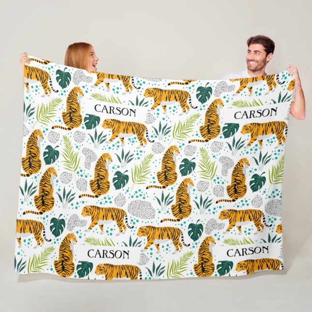 Tigers & Tropical Löv, Namn Mönster Fleecefilt (På plats)