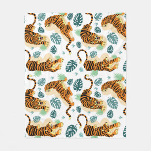 Tigers Tropical Löv: Vintage Illustration. Fleecefilt