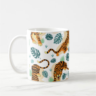 Tigers Tropical Löv: Vintage Illustration. Kaffemugg