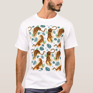 Tigers Tropical Löv: Vintage Illustration. T Shirt