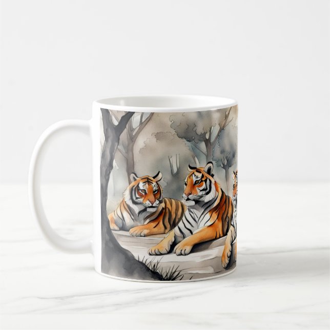 Tigers vid Vilsta vattenfärg Kaffemugg (Vänster)