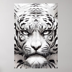 Tigers Vild för djurart Illustration Line Epic Poster
