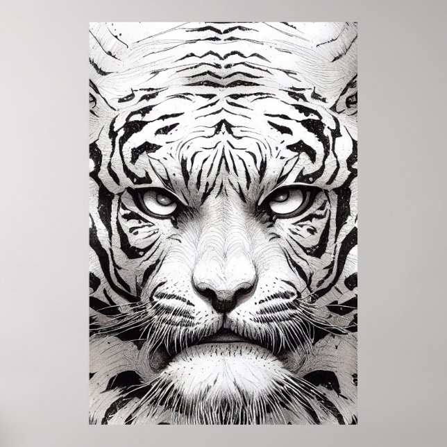 Tigers Vild för djurart Illustration Line Epic Poster (Framsidan)