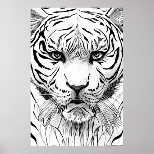 Tigers Vild för djurart Illustration Line Epic Poster