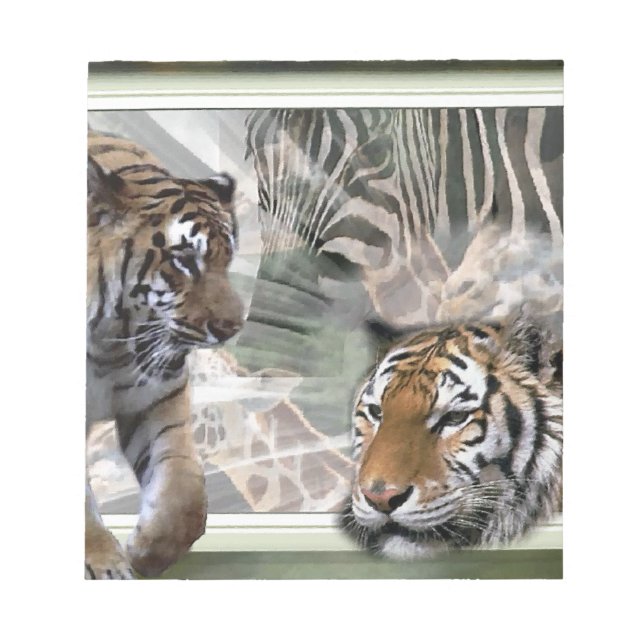 Tigers, Zebra, Giraffe, primitiv jungle Anteckningsblock (Framsida)