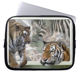 Tigers, Zebra, Giraffe, primitiv jungle Laptop Fodral