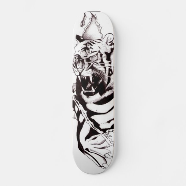 Tigerskateboarddesign Old School Skateboard Bräda 18 Cm (Framsida)