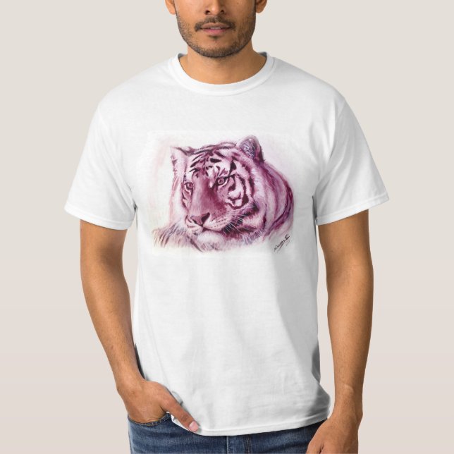 Tigerskjorta - monokrom oljemålningtiger t-shirt (Framsida)