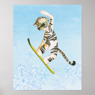 Tigersnowboardingaffisch Poster