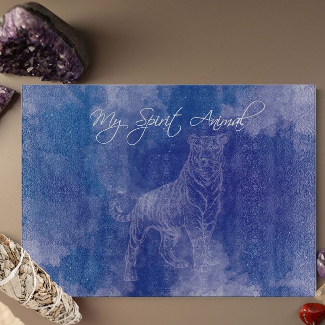 Tigerspirit Animal Decorrocing Board (Tiger Spirit Animal Glass Cutting Board for the hostess with the mostess.)