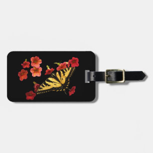 TigerSwallowtail fjäril med röda blommor Bagagebricka