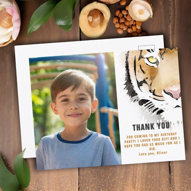 Tigert huvud akvarell födelsedagsfoto Tack Vykort (Skapare uppladdad)