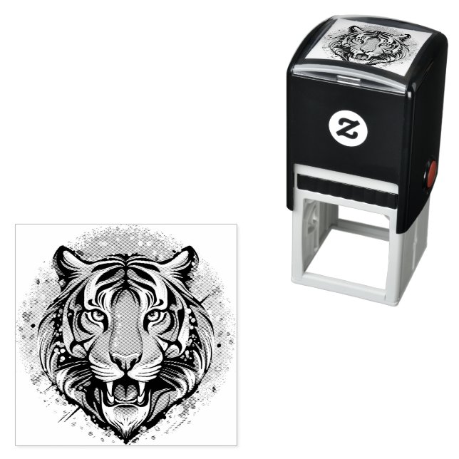Tigert huvud regnbågsfärger färgar fläckar självfärgande stämpel (In Situ)