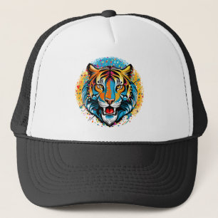 Tigert huvud regnbågsfärger färgfläckar keps
