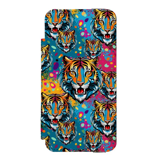 Tigert huvud regnbågsfärger paint färger incipio iPhone wallet skal (Folio Framsidan)