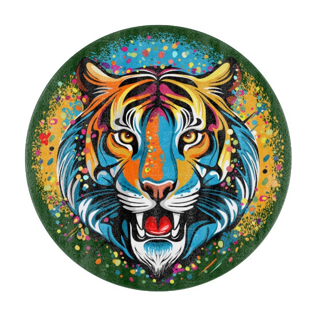 Tigert huvud regnbågsfärger paint fläckar (Framsidan)