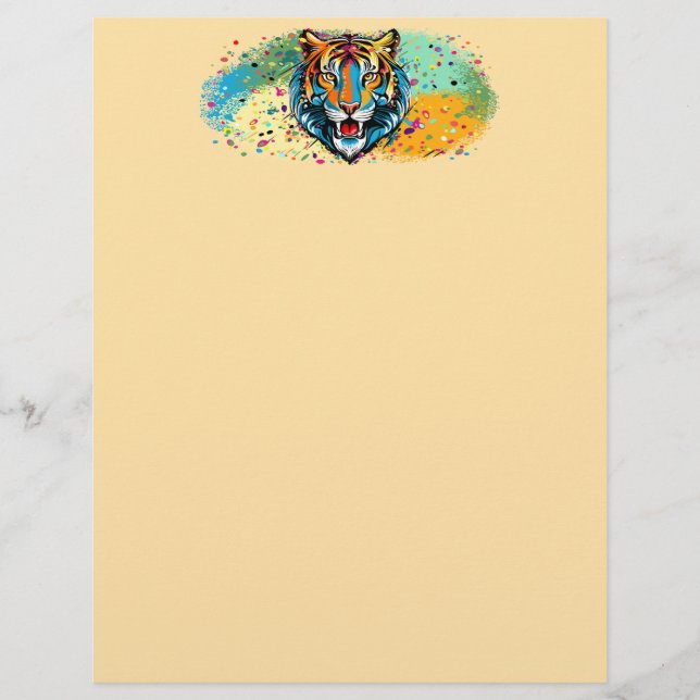 Tigert huvud regnbågsfärger paint stains brevhuvud (Framsida)